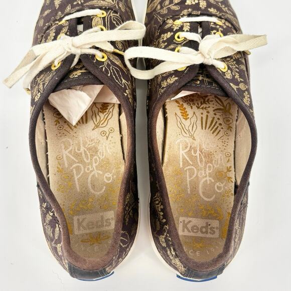 Keds X Rifle Paper Co Metallic Queen Anne Low Top Sneakers Size 7 - Picture 8 of 9